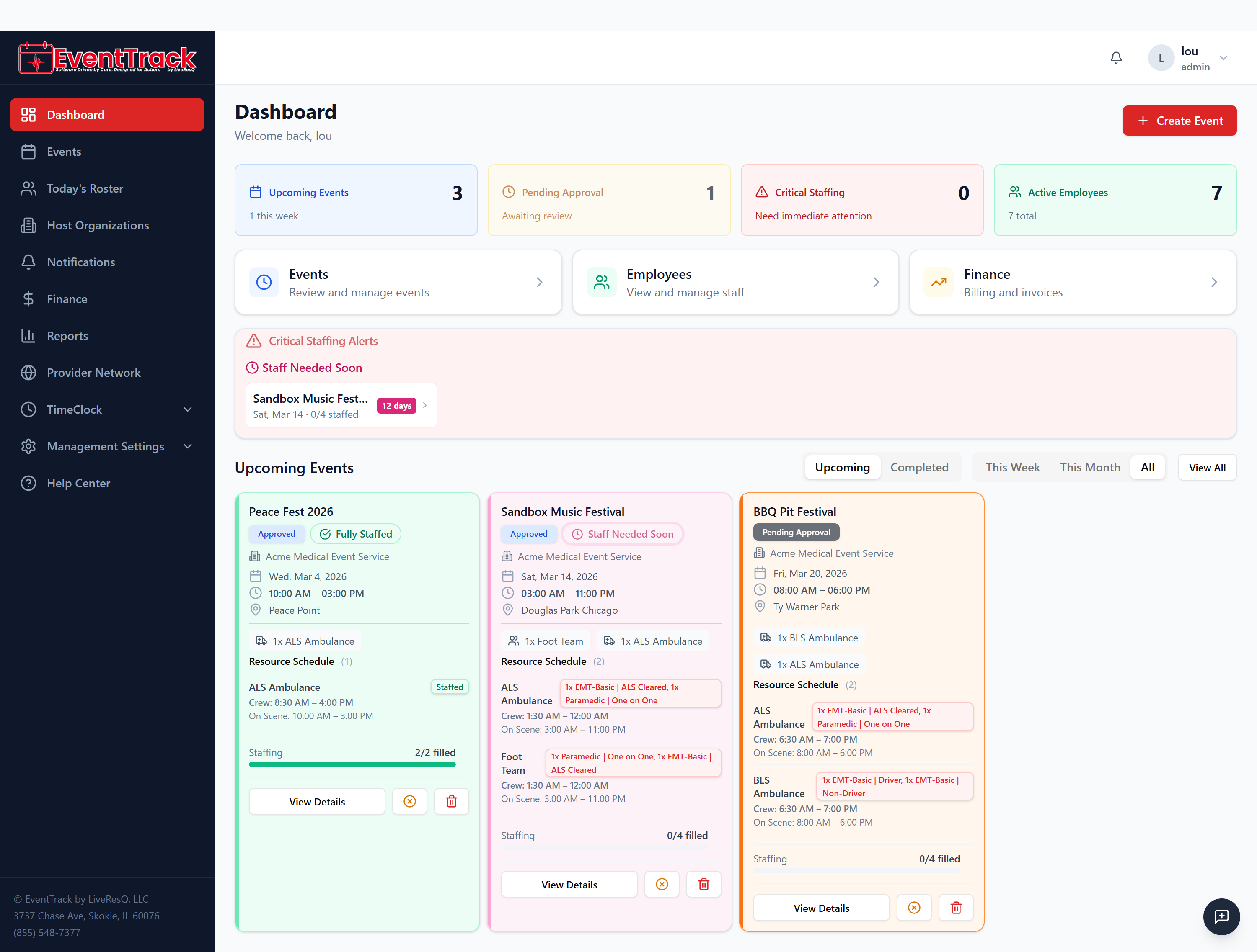 EventTrack Dashboard