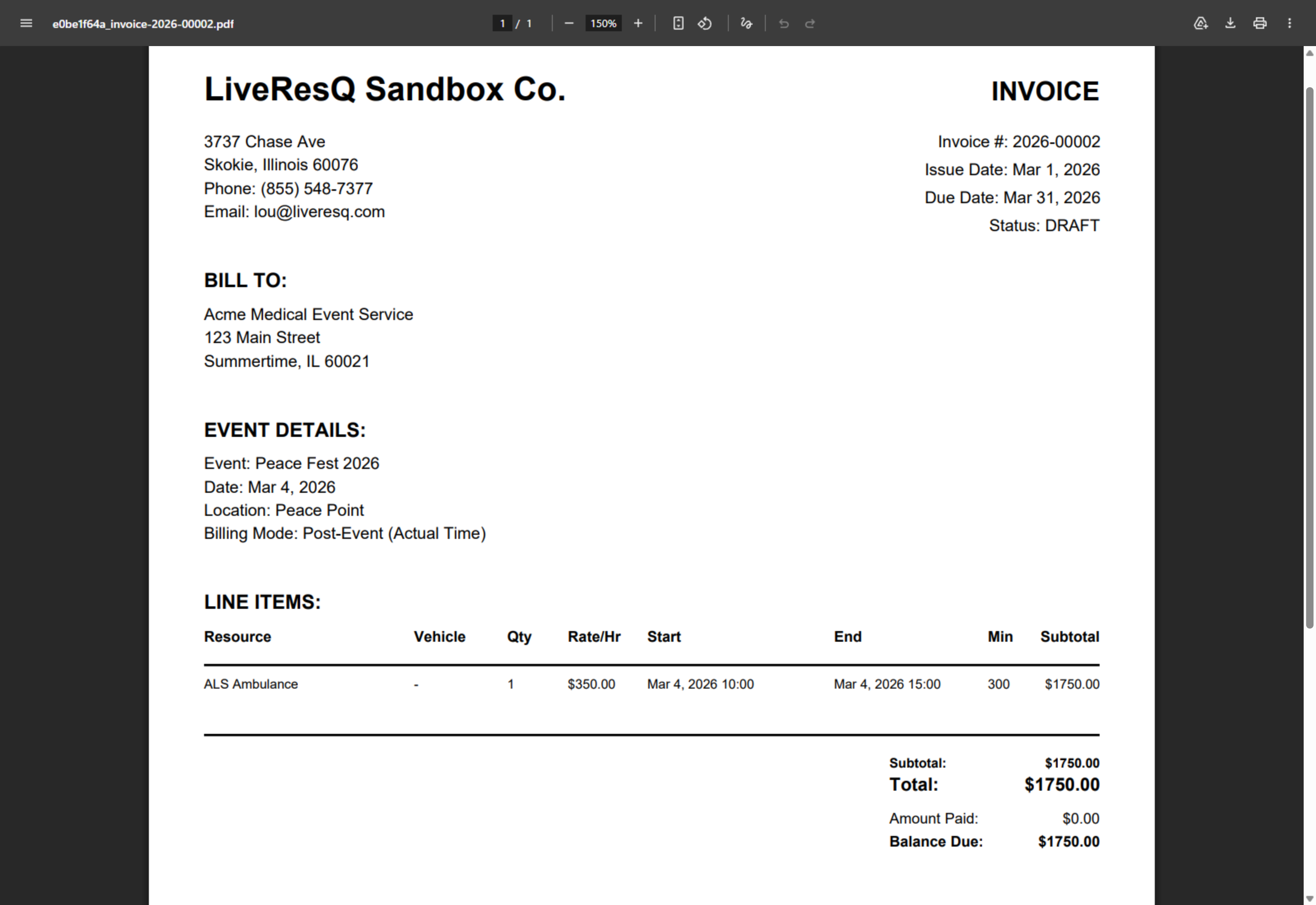 Final Invoice
