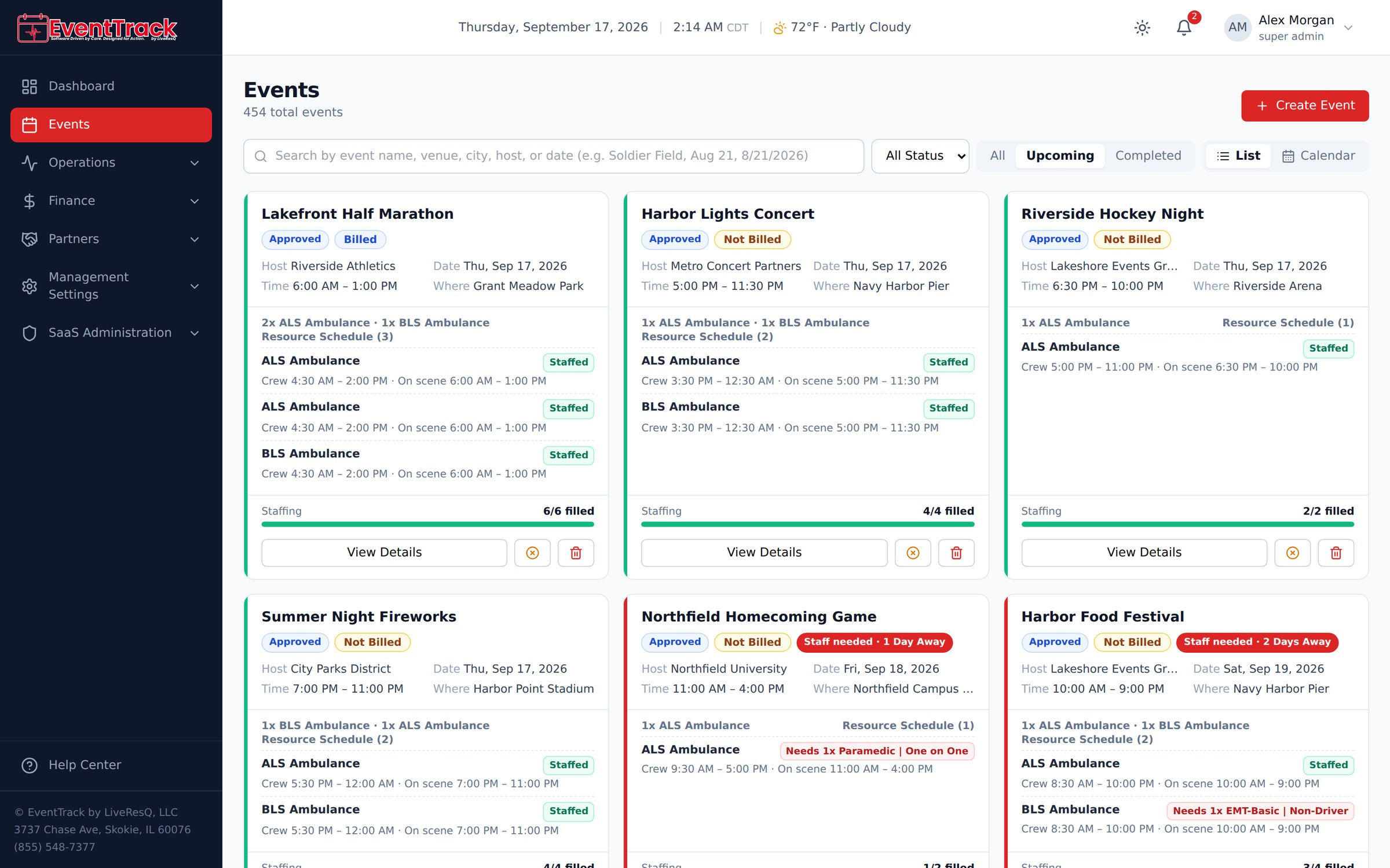 Events page