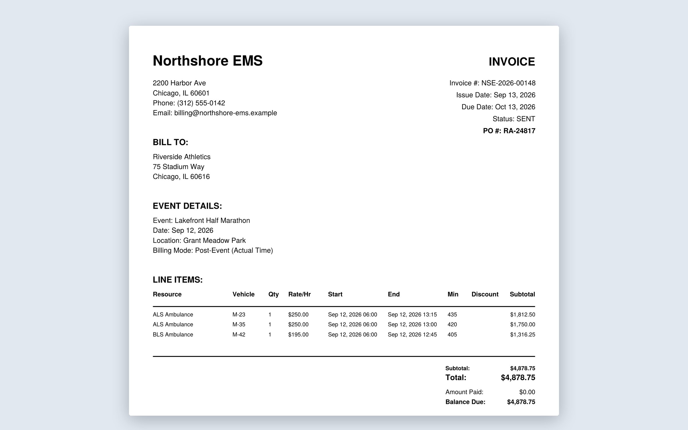 A clean PDF invoice